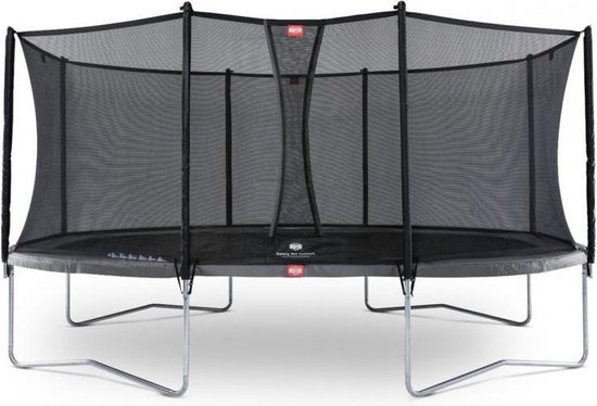 BERG Grand Favorit Regular 520 Trampoline Op Poten - Safety Net Comfort - AirFlow Springdoek - Grijs