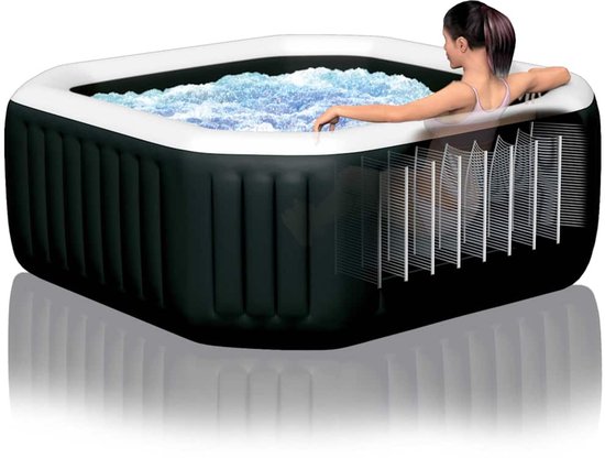 Intex PureSpa Onyx Black Jet & Bubble Deluxe 4 persoons - 201 x 201 x 71 cm (Achthoek)