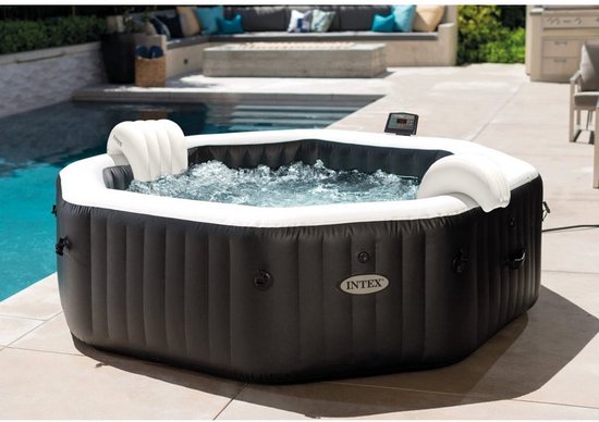 Intex 28458NL PureSpa Jet & Bubble DeLuxe Jacuzzi 4-Persoons Set met Zoutwatersysteem 201/150x71cm