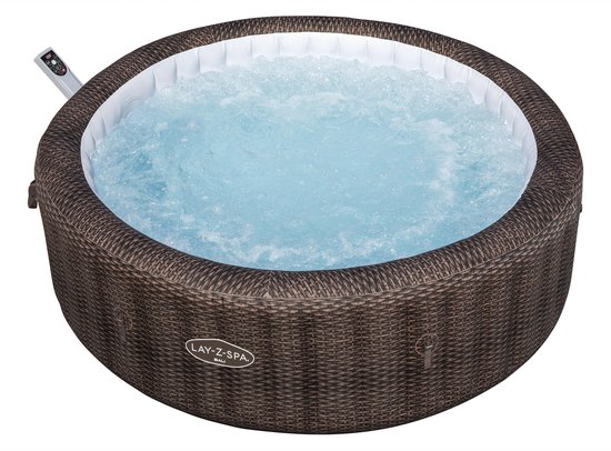 Lay-Z-Spa2.16mx71cm Bali MaxHold EnergySense UltraFit Smart AirJet 7 Brown Rattan Round - 40% minder energieverbruik - Geschikt voor 5-7 personen - Afmetingen buitenkant: Ø216 x H71 cm