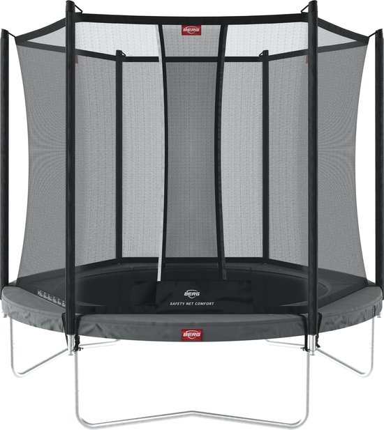BERG Favorit Regular 330 Trampoline Op Poten - Safety Net Comfort - AirFlow Springdoek - Grijs