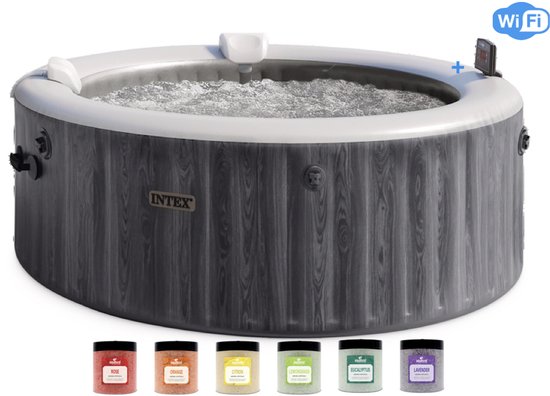 Intex PureSpa Greywood Bubble Deluxe 4 p. + Aquatural Set Aroma Crystals 6 x 350 gram + WiFi