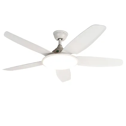 QAZQA Vifte Plafondventilator Wit 130cm met LED en Afstandsbediening