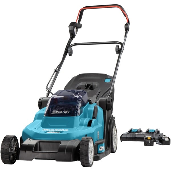Makita DLM432PT2 2x18 V Grasmaaier (Blauw/zwart, Incl. 2 accu's en duo snellader)