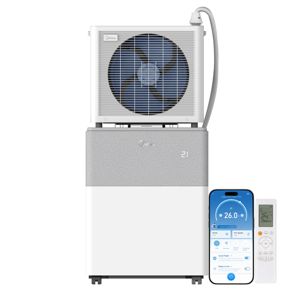 Midea PortaSplit Cool 8000 BTU | Mobiele Split Airco A++, R32, Wi-Fi, Zonder Boren